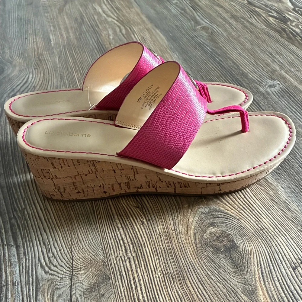 Liz Claiborne Lively Pink Wedge Sandals - Size 10 - NWOB! - Picture 7 of 12